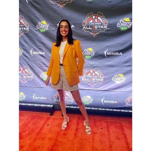 SANDRO Orange Crepe Collar Front Button Long Sleeves Harper Blazer Size 36 - Picture 15 of 16